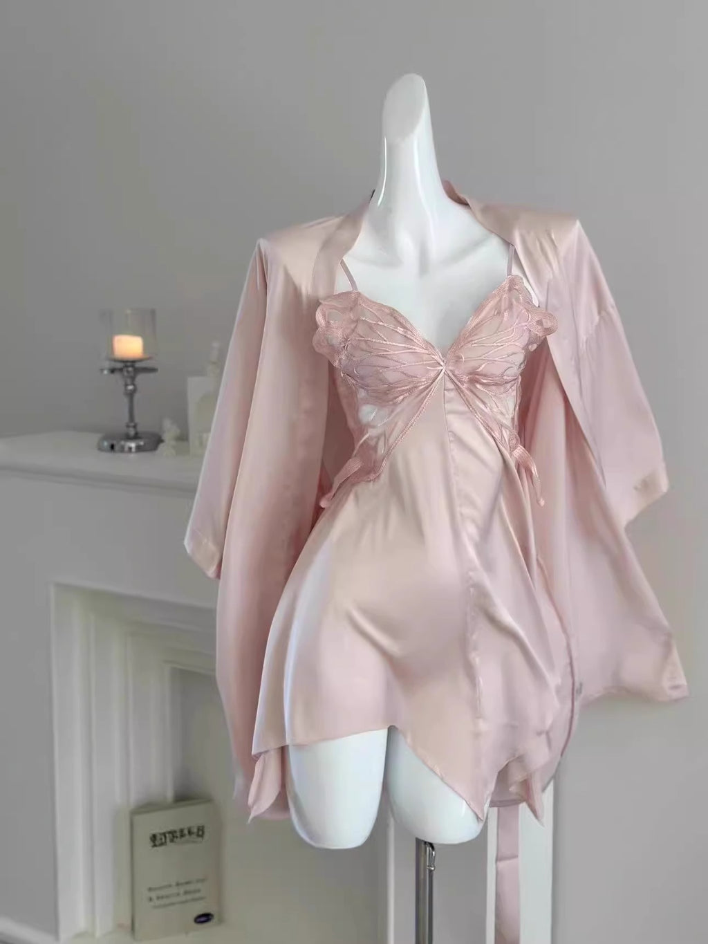 Silk Butterfly Slip Set