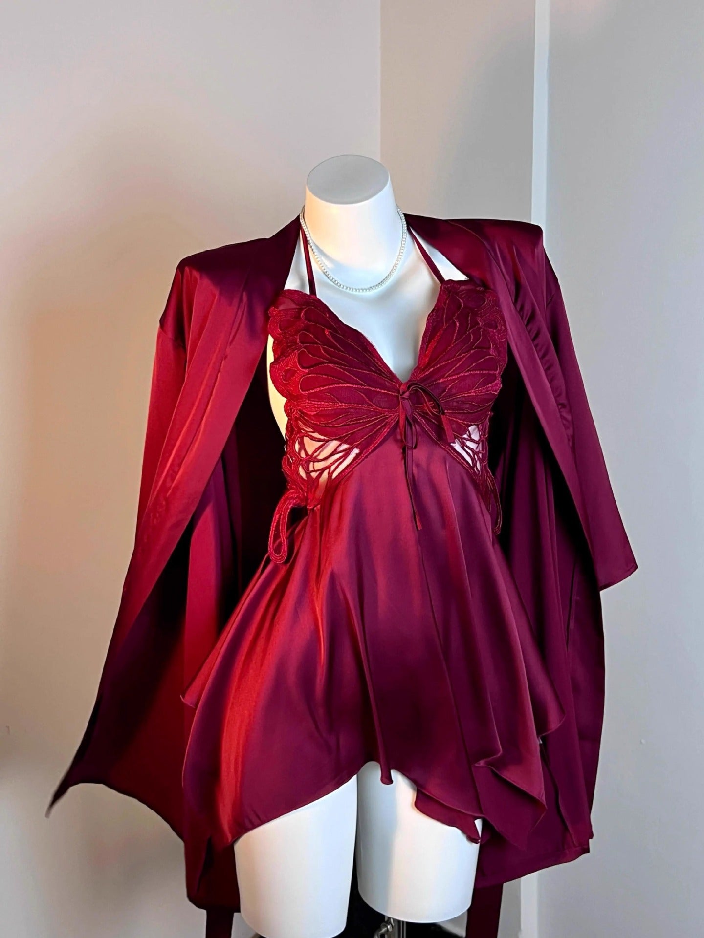 Silk Butterfly Slip Set