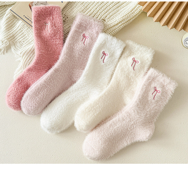 Mink Velvet Bow Socks