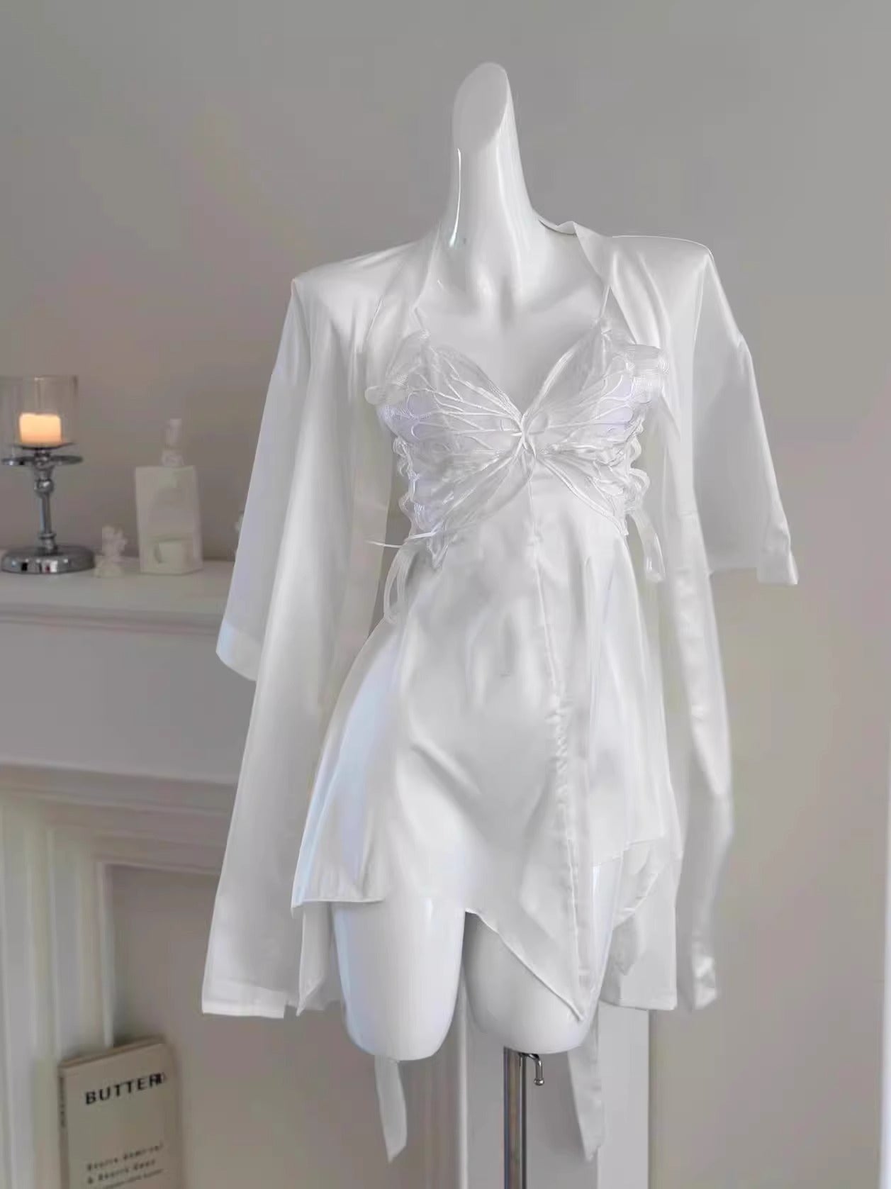 Silk Butterfly Slip Set
