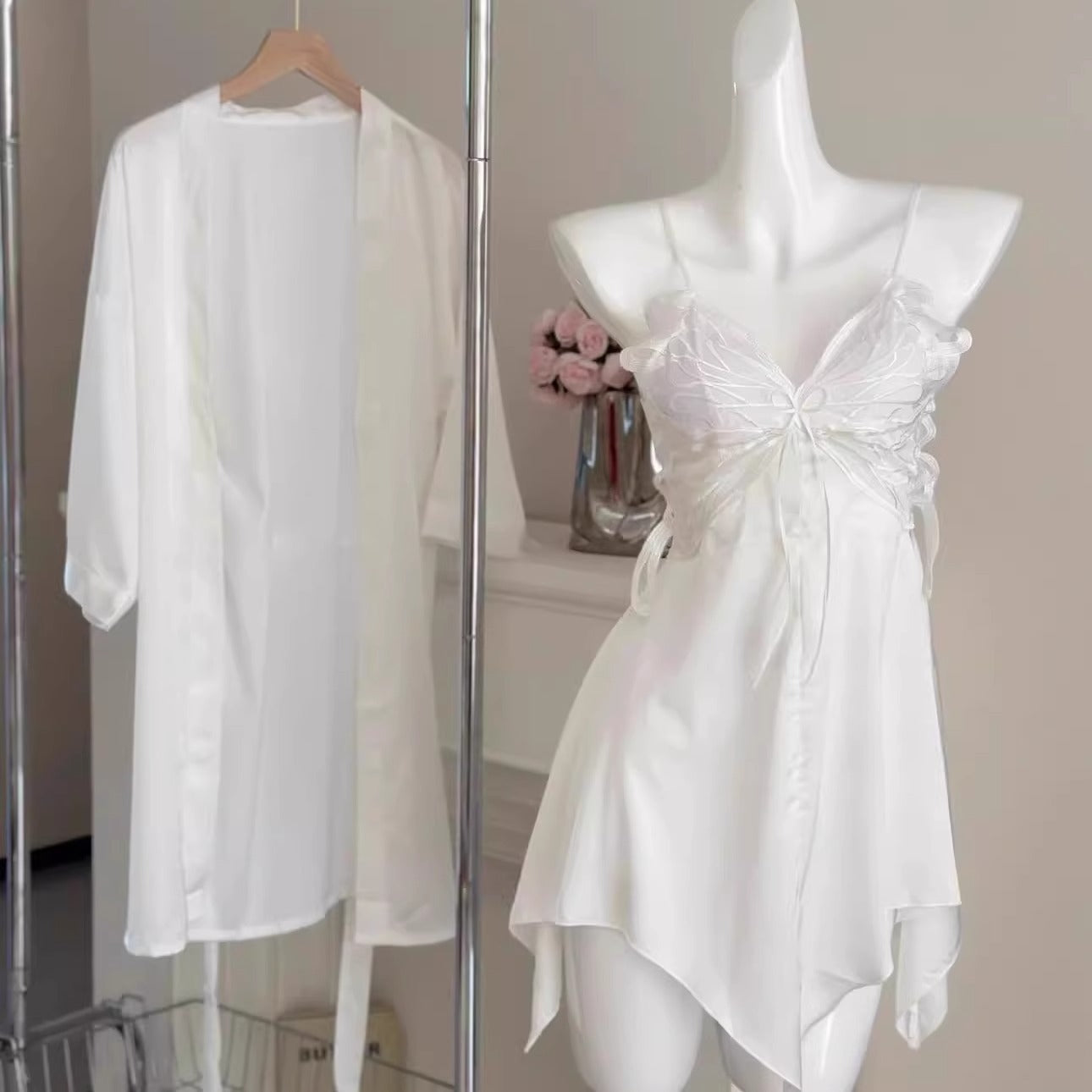 Silk Butterfly Slip Set