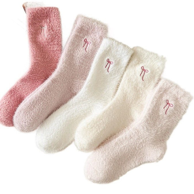 Mink Velvet Bow Socks