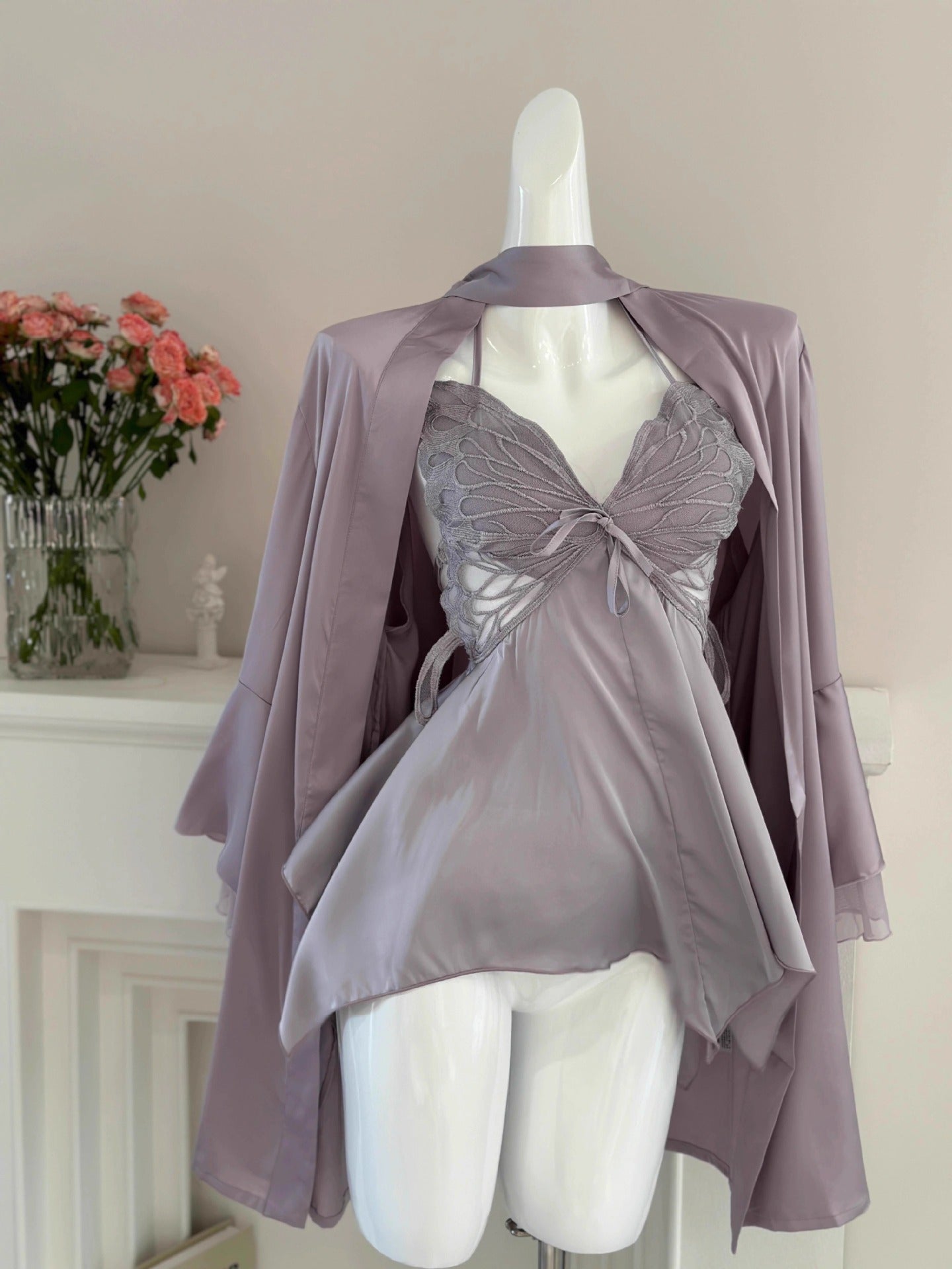 Silk Butterfly Slip Set