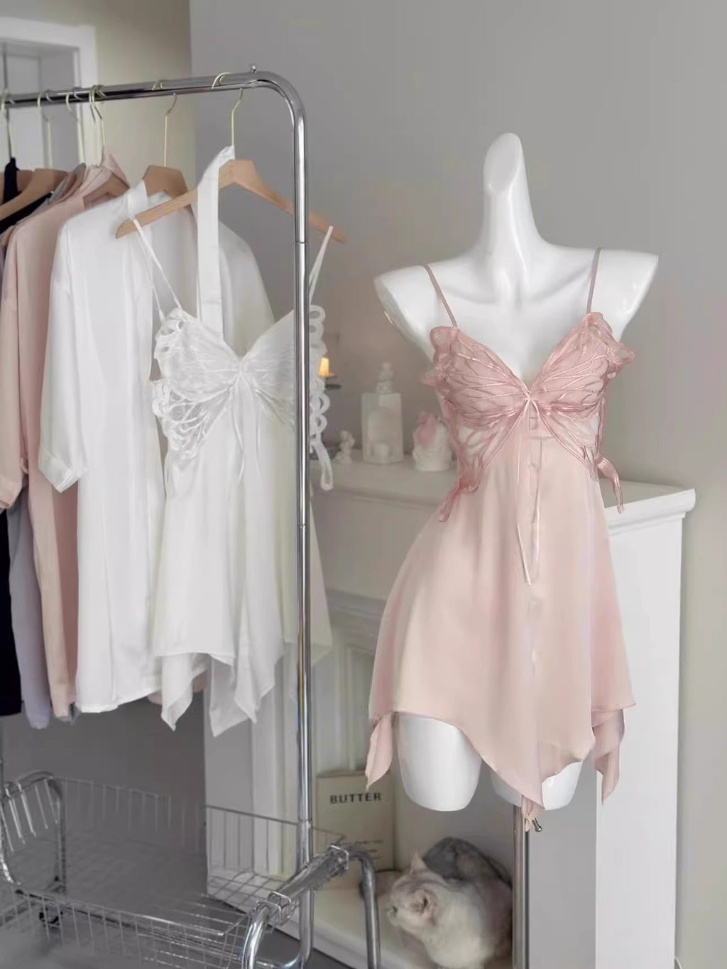 Silk Butterfly Slip Set