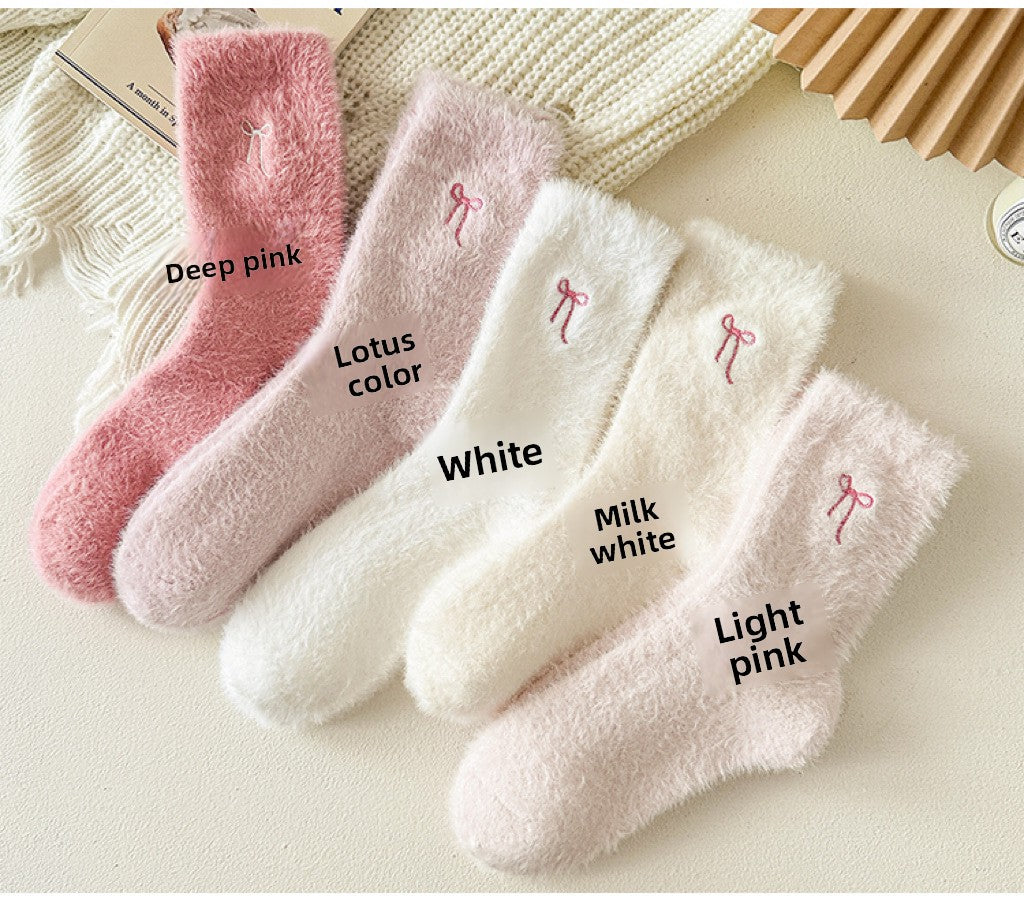 Mink Velvet Bow Socks